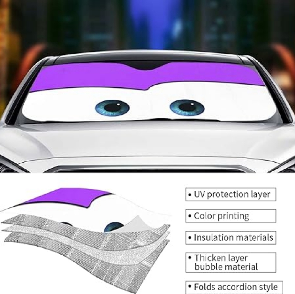 New Car Sun Shade Purple Eyes Cartoon